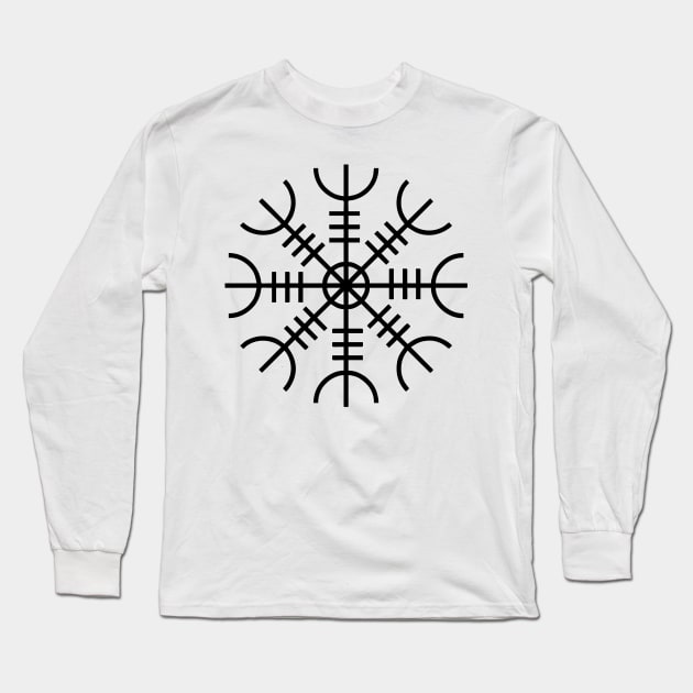 Helm of Awe (black symbols) Long Sleeve T-Shirt by Vikingnerds